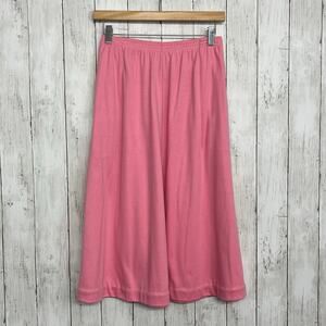 Vintage 80s Folio Fire Islander Pink Pleated Stretch USA High Waist Midi Skirt